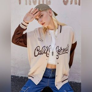 Romwe size Small Letter Colorblock Varsity Jacket sweater